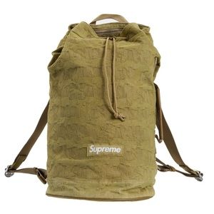 supreme fat tip jacquard denim backpack in olive